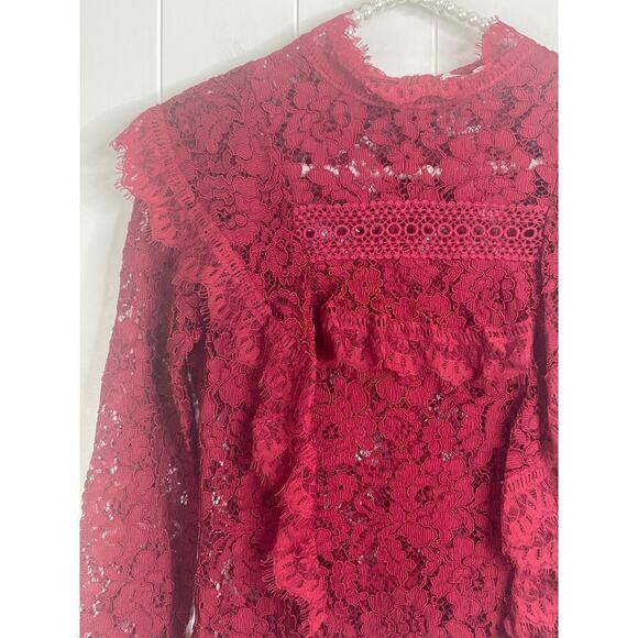 Nicholas Jasper Frill Top in Burgendy Lace Size 4 - Picture 5 of 12